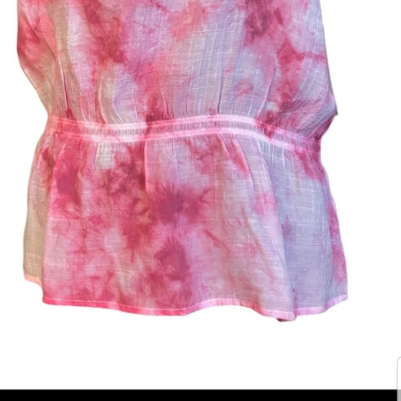 Counterparts Tie Dye Peplum Style Short Sleeve Blouse Top, size M - Picture 16 of 16